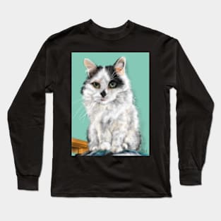 Black and White Cat Sitting Pretty Long Sleeve T-Shirt